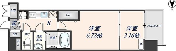 スプランディッド荒本駅前DUE 1406｜大阪府東大阪市横枕西(賃貸マンション2K・14階・27.61㎡)の写真 その2