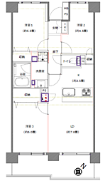 武蔵浦和パークホームズ 3LDKの間取図画像