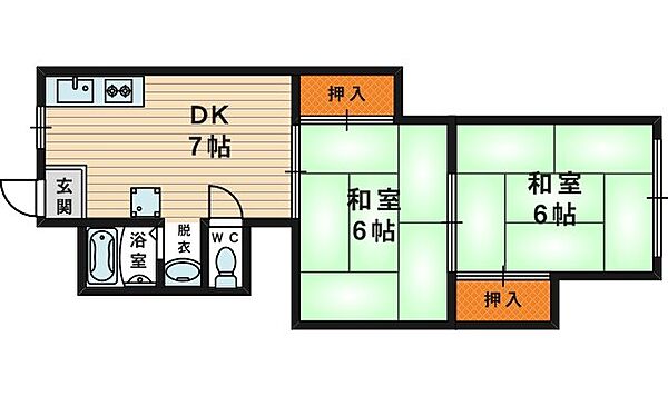 三進ビル ｜大阪府大阪市城東区成育３丁目(賃貸マンション2DK・3階・35.00㎡)の写真 その2