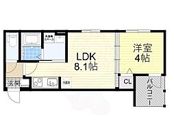 CLOUD 放出 1階1LDKの間取り