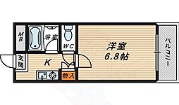 フローラル横堤 3階1Kの間取り