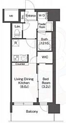 コンフォリア・リヴ京橋 9階1LDKの間取り