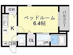 グランディールソレイユ 1階1Kの間取り