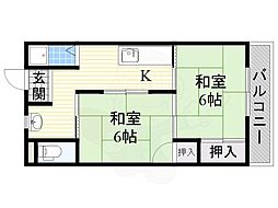 Osaka Metro今里筋線 新森古市駅 徒歩7分の賃貸マンション 3階2Kの間取り
