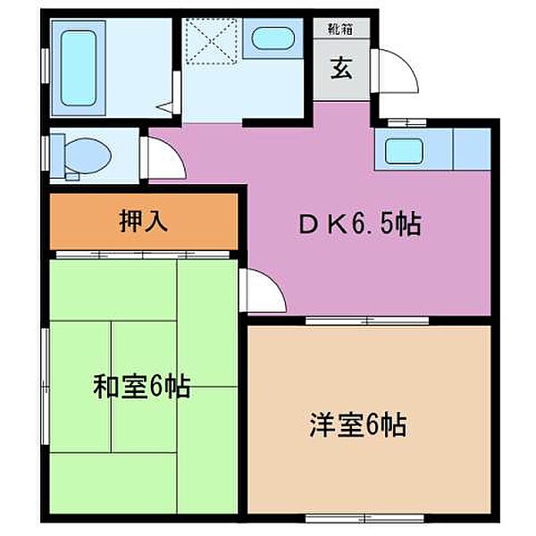 コーポミカサ　A棟 205｜三重県名張市鴻之台２番町(賃貸アパート2DK・2階・40.40㎡)の写真 その2