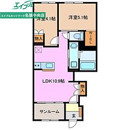 トキワオリーブ 1階2LDKの間取り