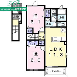 セラヴィ 2LDKの間取図画像