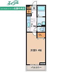 ラシュレ 1Kの間取図画像