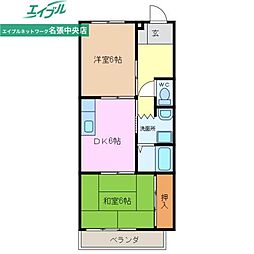 フラット立石B 2DKの間取図画像