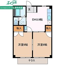 サンプラザ 2DKの間取図画像