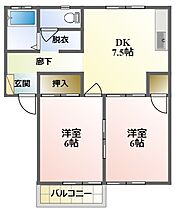 福田ハイツ 102 ｜ 栃木県芳賀郡益子町大字上山（賃貸アパート2DK・1階・42.55㎡） その2