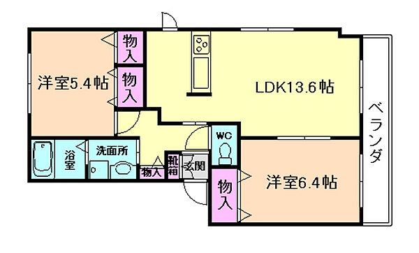 シャーメゾン箕面Ａ棟 ｜大阪府箕面市西小路4丁目(賃貸アパート2LDK・1階・62.00㎡)の写真 その2