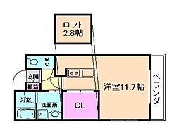 カサ・デ・ビオラ ワンルームの間取図画像