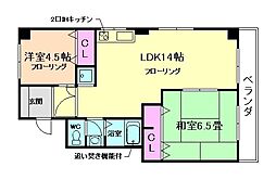 ハイツ百楽荘 2LDKの間取図画像