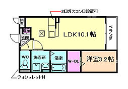 へりていじ桜井2 1LDKの間取図画像