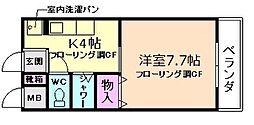 ルミエール箕面 1Kの間取図画像