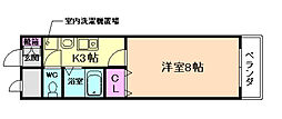 ブルックスコート菅原 1Kの間取図画像