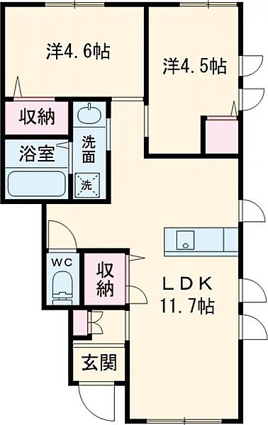 アリシア イン 西池 101｜宮崎県宮崎市西池町(賃貸アパート2LDK・1階・47.29㎡)の写真 その2