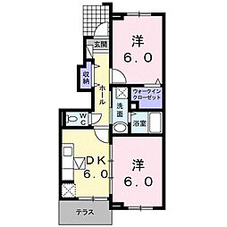 フォレスト 1階2DKの間取り