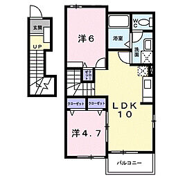 サン・ラブリーＢ 2階2LDKの間取り