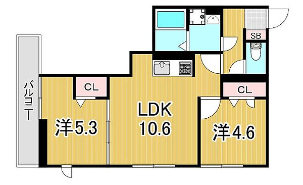 グラナーデ六町II 301｜東京都足立区六町2丁目(賃貸アパート2LDK・3階・46.94㎡)の写真 その2