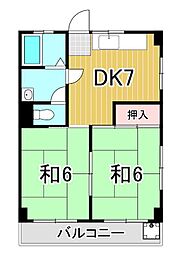 大澤ビル 4階2DKの間取り