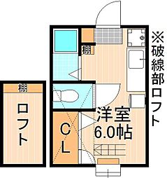 アルバティアラ 1階ワンルームの間取り