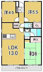 ダイアパレスときわ平 2階3LDKの間取り