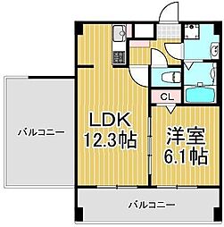 ペアパレス六町環七北通り 1LDKの間取図画像