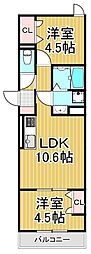 セレスティア南花畑3 2LDKの間取図画像