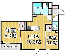 セレスティア南花畑3 2LDKの間取図画像