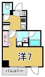 グランカーサ綾瀬 1Kの間取図画像