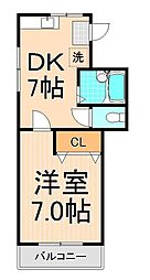 アサヒハイツ 1DKの間取図画像