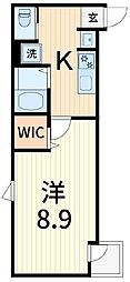 T's Cuore六町II 1Kの間取図画像