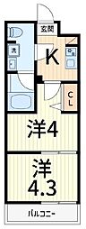 アルコバレーノ北綾瀬 2Kの間取図画像