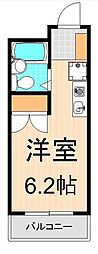 北綾瀬パークスクエア ワンルームの間取図画像