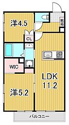 FOREST MAISON CreaWest 2LDKの間取図画像