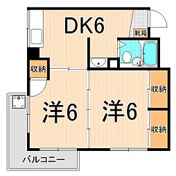 秀和コーポ 2DKの間取図画像