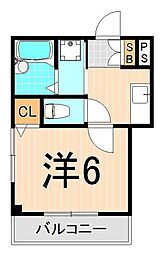 ヴィエルネス兼六 1Kの間取図画像