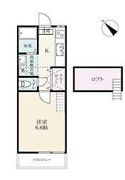 N・Quattro武雄 2階1DKの間取り