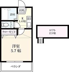 モーリックス嬉野 2階1Kの間取り