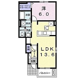 フィオーレ北方 1LDKの間取図画像