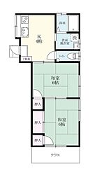 コーポ有明 2Kの間取図画像