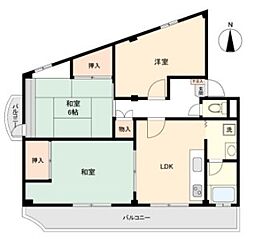 ロジェ宝塚 3DKの間取図画像
