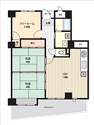 ドミール高田 2SLDKの間取図画像