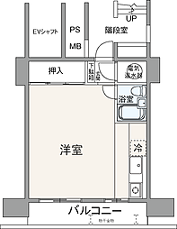 あみだ池ハイツ ワンルームの間取図画像