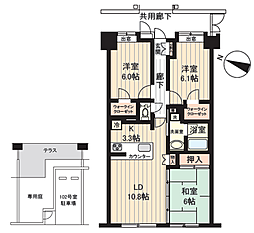 グランシャルム土浦レイクサイド 3LDKの間取図画像