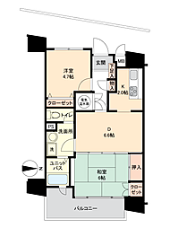 アジュール一ノ宮 2DKの間取図画像