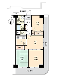 マンハイム西大島 3DKの間取図画像