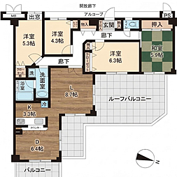 イトーピア御影ル・ヴェール 4LDKの間取図画像